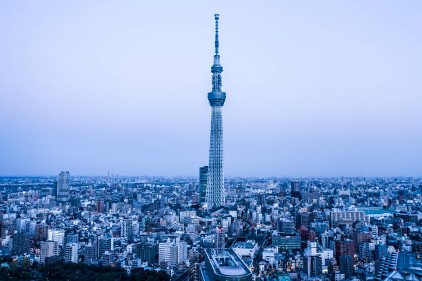 una ciudad con la tokyo sky tree - skytree fotografías e imágenes de stock