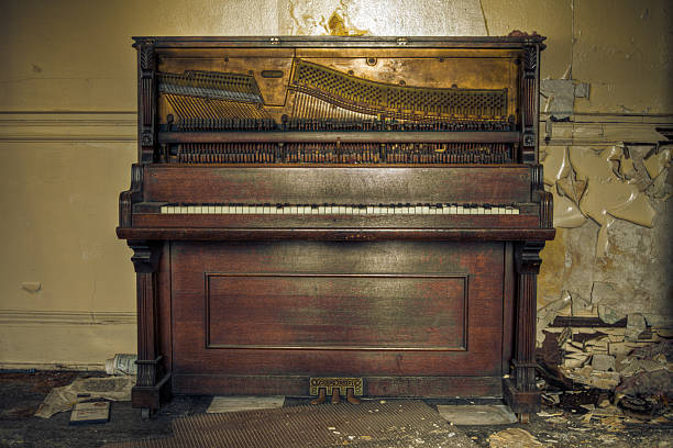 Antique Derelict Piano stock photo