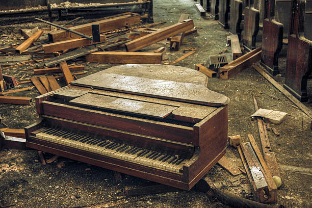 Antique Derelict Piano stock photo