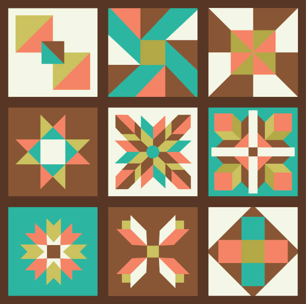 87 - quilt textile patchwork pattern stock illustrations