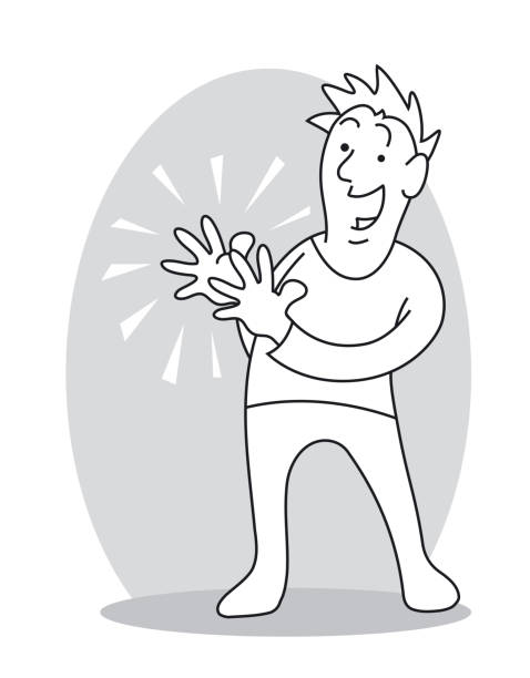Smiling Man Clapping Hands vector art illustration