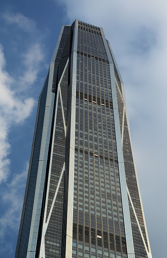 Ping An International Finance Centre high section, a 599 mt. megatall skyscraper in Shenzhen, Guangdong. It was completed in 2017, becoming the tallest building in Shenzhen and is currently the 4th tallest building in the world.