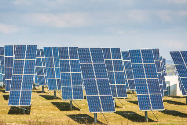 istock Solar panel, photovoltaic modules for renewable energy, alternative electricity source. 1059513764