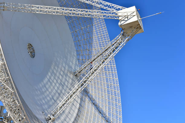 istock Array of satellite dishes or radio antennas against sky. Space o 1059514630