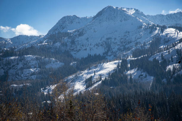 istock Winter Scene on Snow Covered Mountain 1059516550