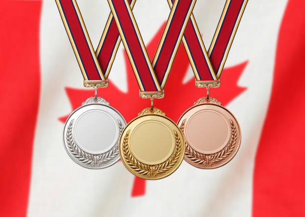 istock Gold Silver Bronze medal on national flag 1059521548