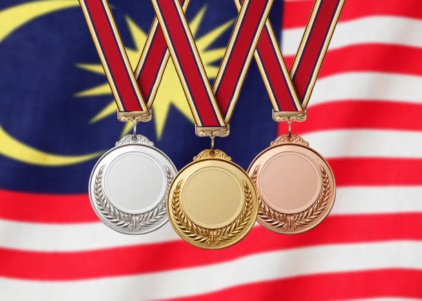 istock Gold Silver Bronze medal on national flag 1059521820