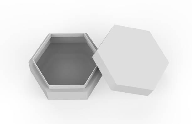 istock Blank White Cardboard Hexagon Packaging Box, Mock Up Template On Isolated White Background, 3D Illustration 1059523990