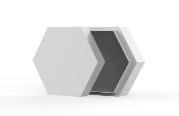 istock Blank White Cardboard Hexagon Packaging Box, Mock Up Template On Isolated White Background, 3D Illustration 1059524346