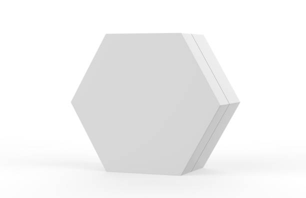 istock Blank White Cardboard Hexagon Packaging Box, Mock Up Template On Isolated White Background, 3D Illustration 1059524416