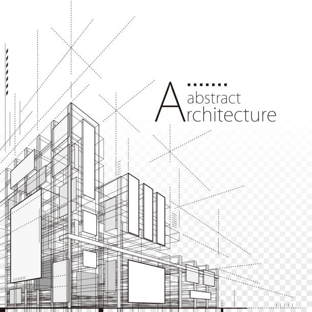 建築の抽象的な設計 - architecture blueprint built structure construction点のイラスト素材／クリップアート素材／マンガ素材／アイコン素材