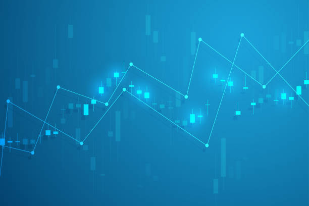 istock Stock market graph or forex trading chart for business and financial concepts, reports and investment on blue background . Vector illustration 1059534936