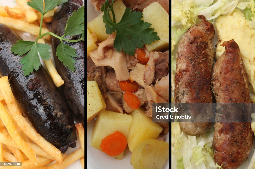 Pudding de Andouillette Black Tripes servi avec pommes de terre cuites - Photo de Abats libre de droits