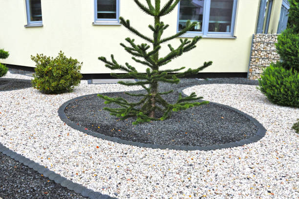 istock Modern front garden with decorative gravel 1059546120
