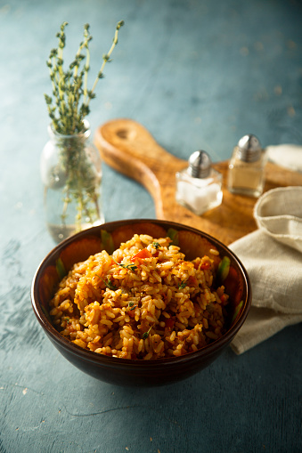 Fried rice with spices and vegetables