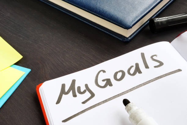 istock My goals handwritten in the note pad. 1059552616