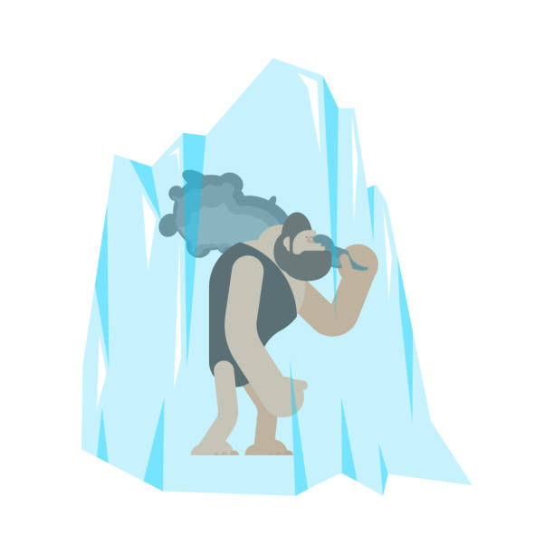 Caveman Frozen In Ice Prehistoric Man And Club Ancient Ice Age Weapon Stock  Illustration - Download Image Now - iStock