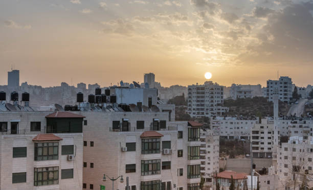 Ramallah sunrise stock photo