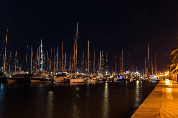 Maritime promenade, Paseo maritimo at night - Palma de Mallorca, Balearic Islands, Spain