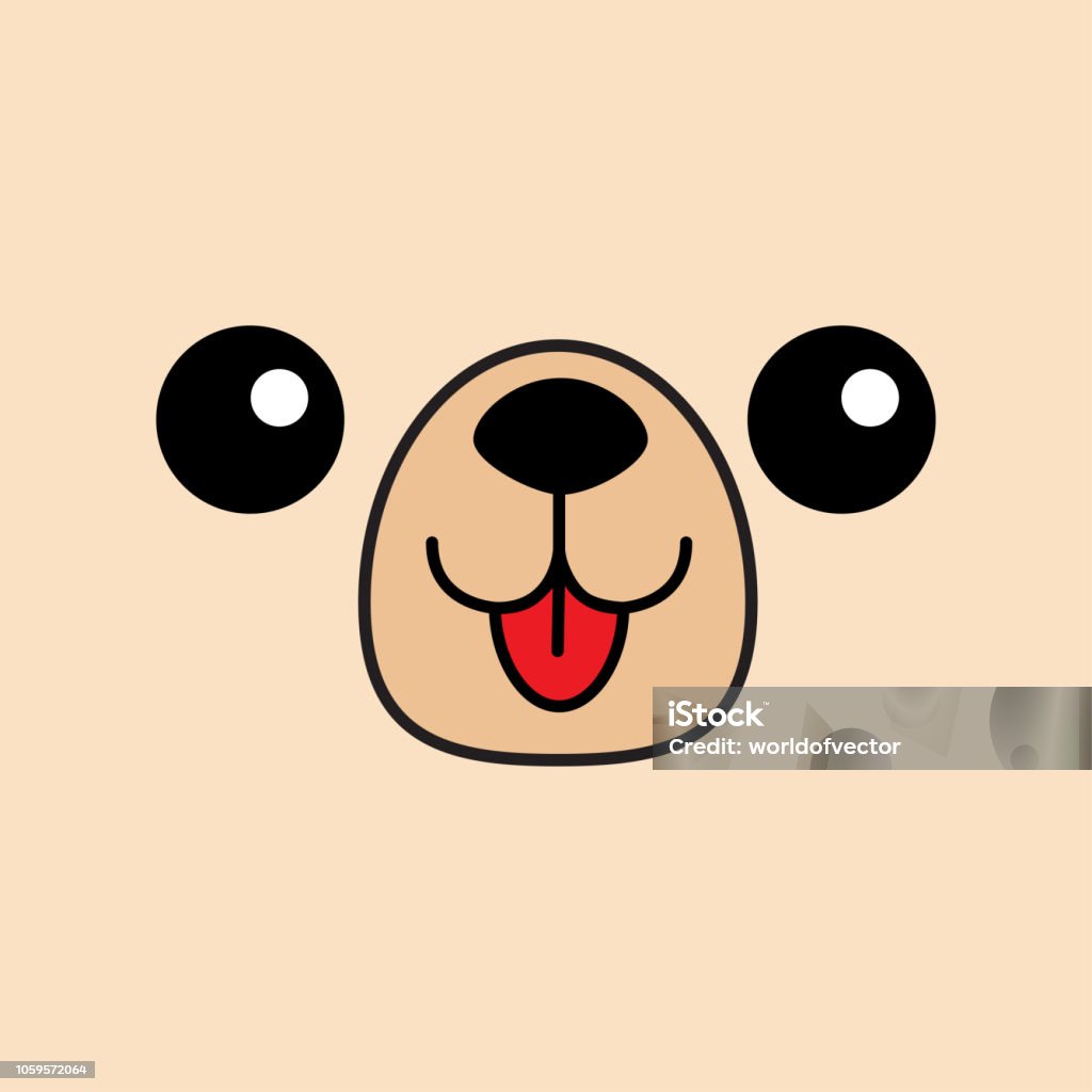 Dog Happy Square Face Head Icon Contour Line Silhouette Brown Color Cute  Cartoon Puppy Character Kawaii Animal Funny Baby Pooch Love Greeting Card  Flat Design White Background Isolated Stock Illustration - Download