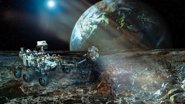 istock Rover on the Mars. Collage. Earht planet on the backstage. Elements of this image furnisfurnished by NASA. 1059573682