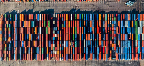 Free Stock Photo of Overhead view of colorful shipping containers ...