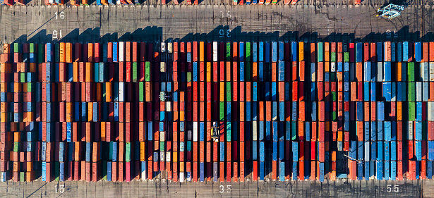 Aerial View Of Container port