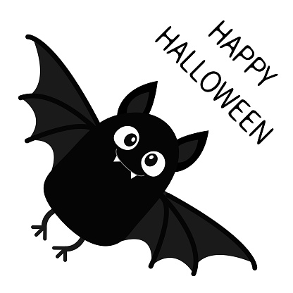 Ilustración de Feliz Halloween Vuelo Murciélago Vampiro Personaje De Bebé De Dibujos Animados Lindo Con Grandes Alas Abiertas Orejas Piernas Silueta Negra Animal Del Bosque Diseño Plano Fondo Blanco Aislado Tarjeta De Ilustración de Feliz Halloween Vuelo Murciélago Vampiro Personaje De Bebé De Dibujos Animados Lindo Con Grandes Alas Abiertas Orejas Piernas Silueta Negra Animal Del Bosque Diseño Plano Fondo Blanco Aislado Tarjeta De