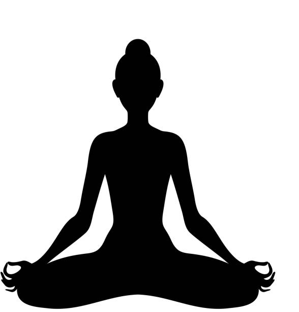 istock Meditating woman in lotus pose. Yoga illustration. 1059578786