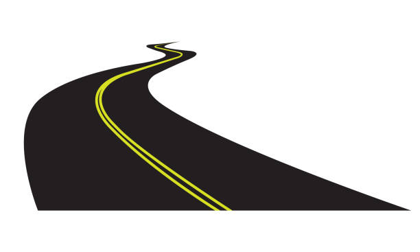 Asphalt road isolated on white background. Vector illustration of winding road. Asphalt road isolated on white background. Vector illustration of winding road. road marking stock illustrations