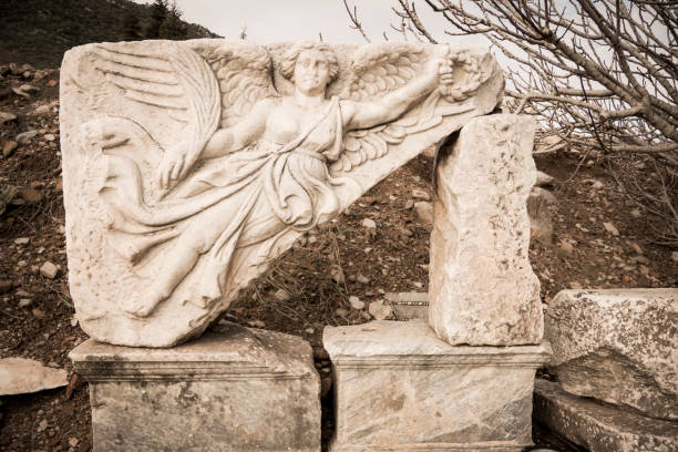 Unesco Heritage Site of the Ancient City of Ephesus, Selcuk, Turkey Marble sculpture of Nike, the Godess of Victory in the ancient city of Ephesus in Selcuk, Turkey Izmir stock pictures, royalty-free photos & images