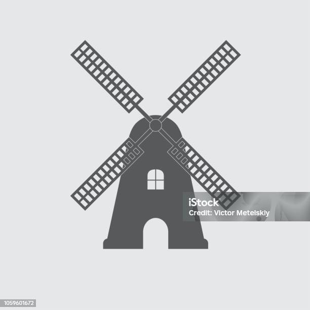Windmill Icon Or Sign Mill Symbol Vector Illustration Stock Illustration - Download Image Now