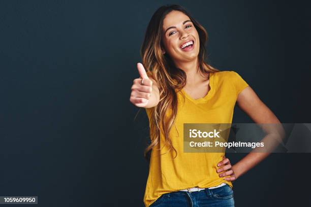 Oh You Know You Have My Approval Stock Photo - Download Image Now - Thumbs Up, One Woman Only, Positive Emotion