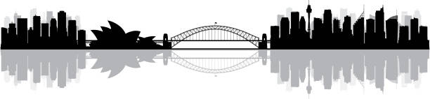 sydney (alle gebäude sind beweglich und komplette) - sydney harbor sydney australia australia sydney harbor bridge stock-grafiken, -clipart, -cartoons und -symbole