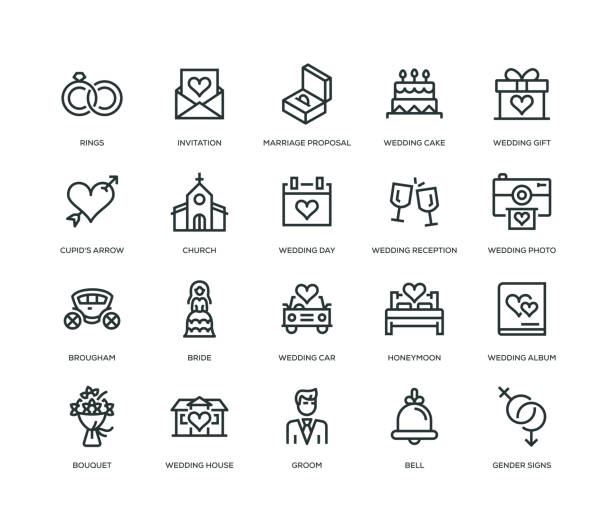 Wedding Icons - Line Series Wedding Icons - Line Series honeymoon book stock illustrations