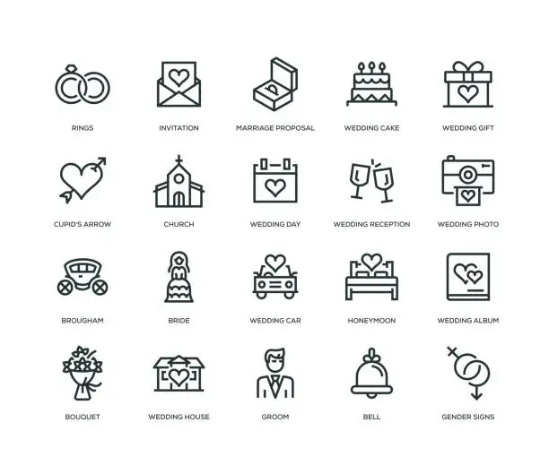 Vector illustration of Wedding Icons - Line Series