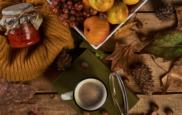 istock Cozy autumn composition with hot cup of coffee 1059616860