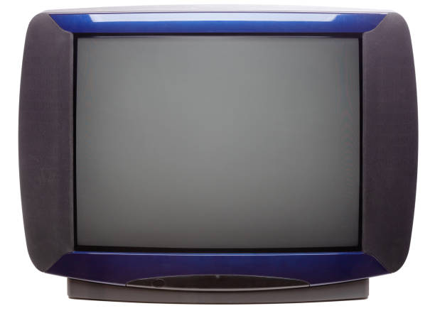 istock Vintage CRT TV set front isolated on white 1059617844