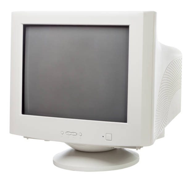 Old CRT computer monitor isolated on white