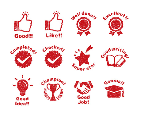 rubber stamp icon set (for teachers using at school)