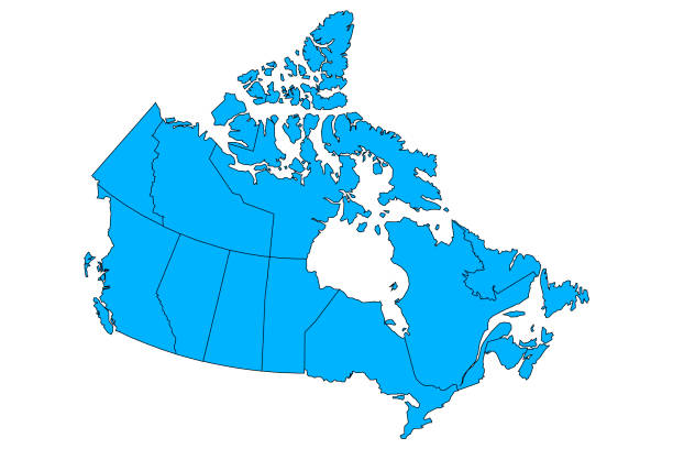 vektorkarte von kanada mit provinzen und territorien grenzen. - manitoba map canada outline stock-grafiken, -clipart, -cartoons und -symbole