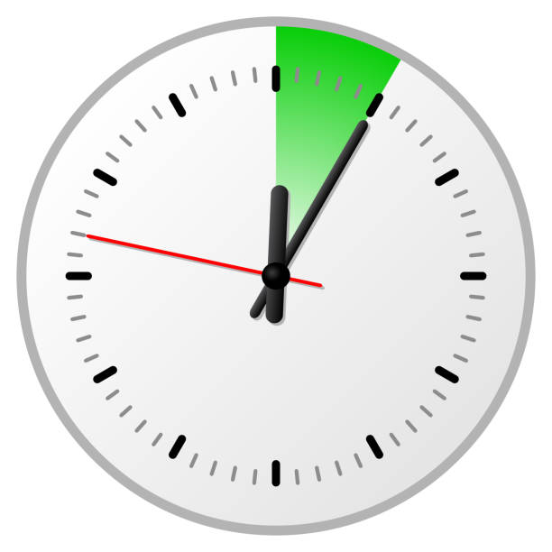 5 (5) タイマー分 - clock vector checking the time red点のイラスト素材／クリップアート素材／マンガ素材／アイコン素材