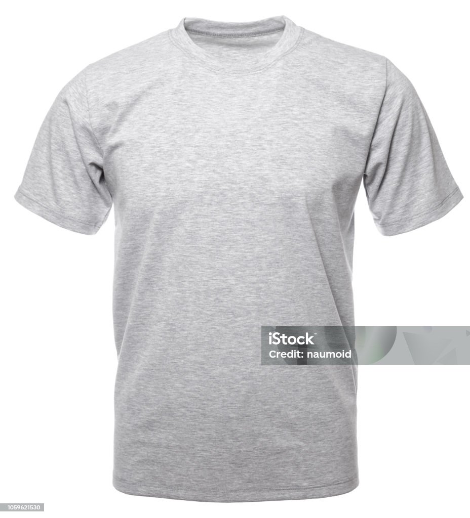 Camiseta de algodão cinza texturizado shortsleeve invisível manequim isolado - Foto de stock de Camiseta royalty-free