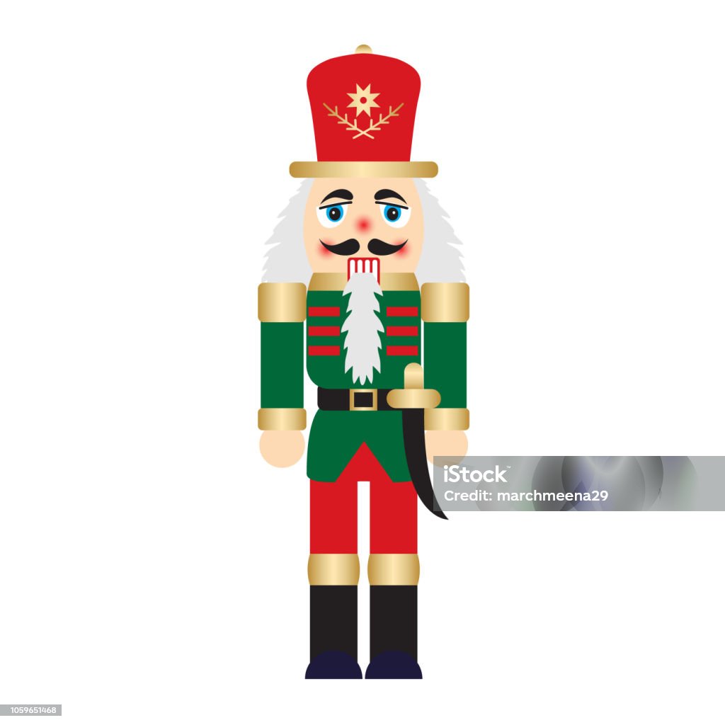 Vector illustration christmas nutcracker toy soldier traditional figurine isolated on white background Nutcracker stock vector