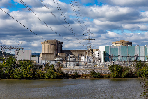 Middletown, PA, USA - October 21, 2018: Three Mile Island Nuclear power generating station, commonly known as TMI, is the site of USA worst nuclear accident.