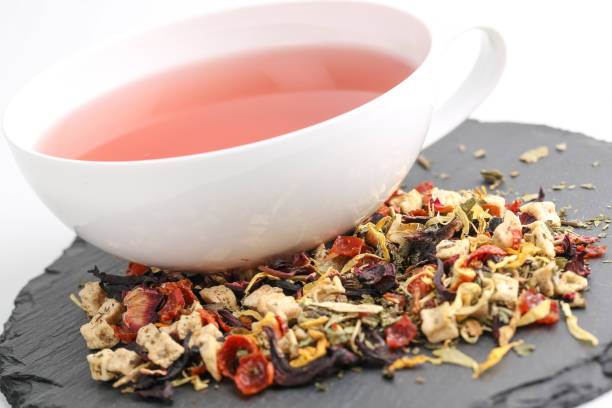 istock Still life, aromatic dry tea with fruits and petals 1059657358