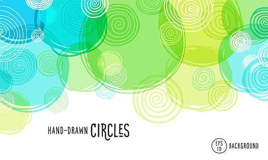 Abstract background with hand drawn circles. Fun, colorful background.