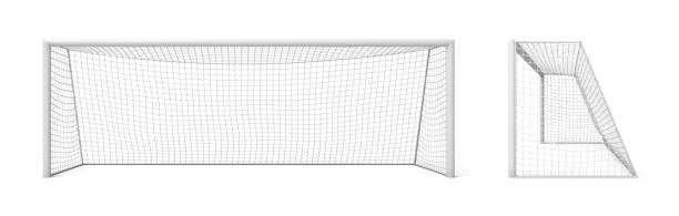 istock 3d rendering of white empty football gates isolated on a white background. 1059661100