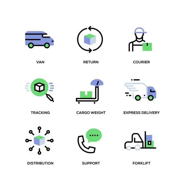 Vector illustration of Delivery Line Icon Set