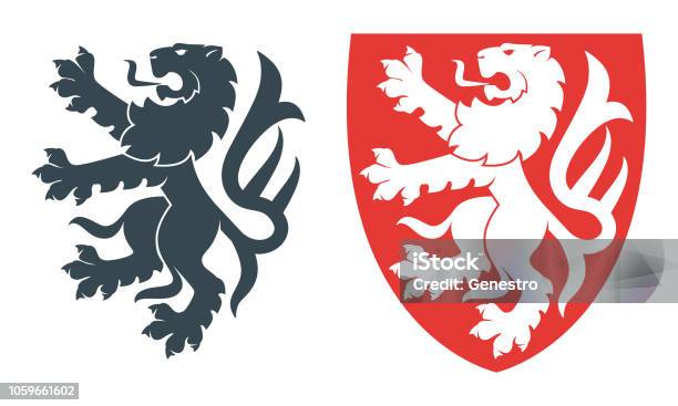 Vector Black Lions 01 Stock Illustration - Download Image Now - Coat Of Arms, Lion - Feline, Medieval